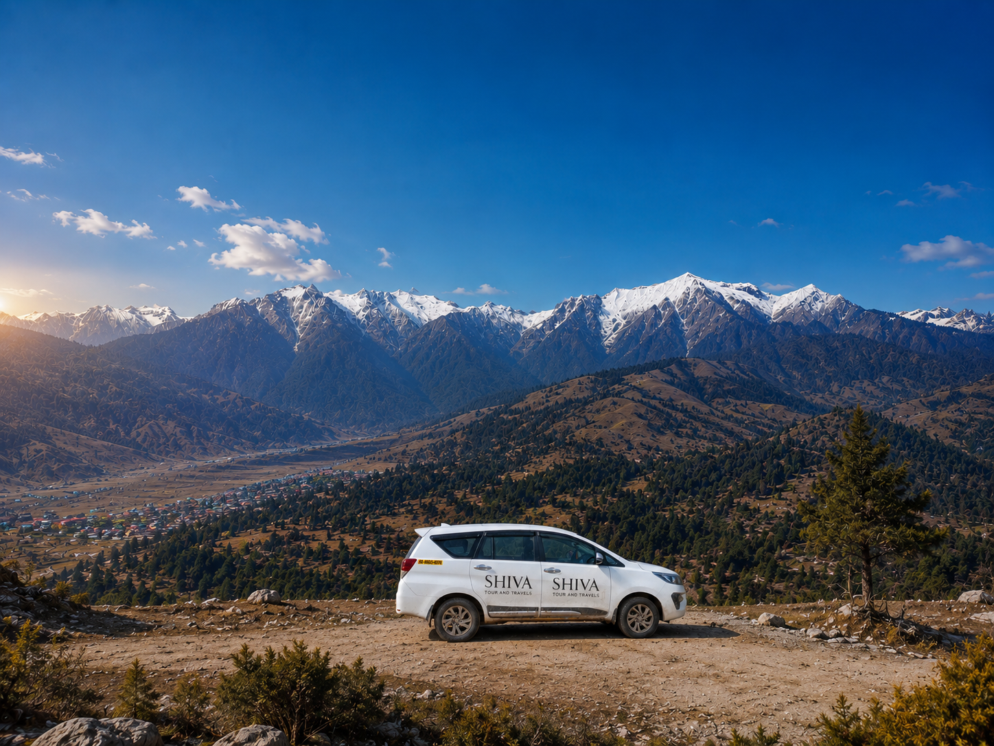 Tour car on Himachal mountain road